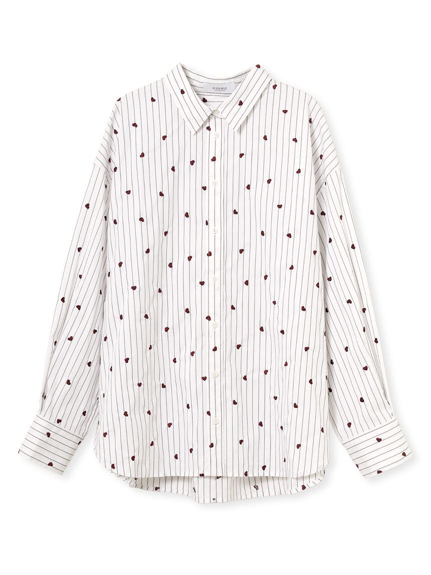 emmi atelier「【HEART】 ハート刺繍ベーシックシャツ」|シャツ・ブラウス|