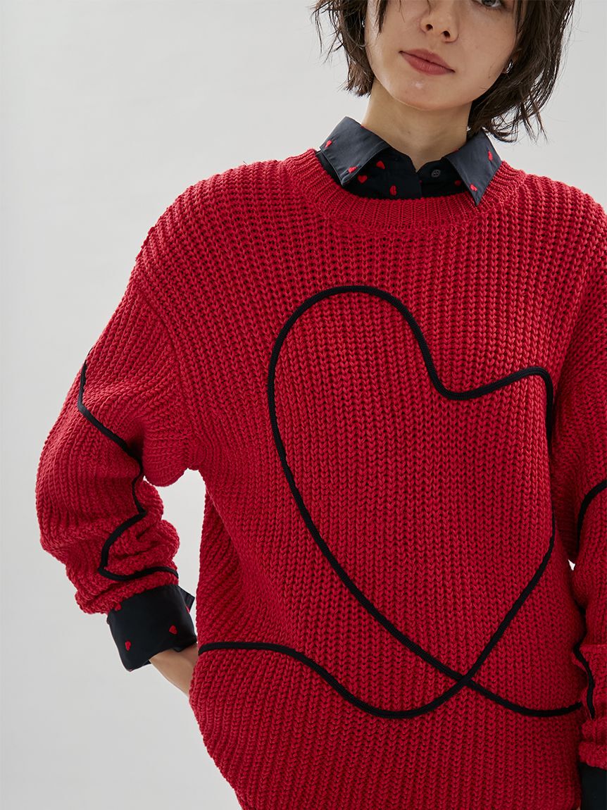 emmi atelier「【HEART】 ハート刺繍ベーシックシャツ」|シャツ・ブラウス|