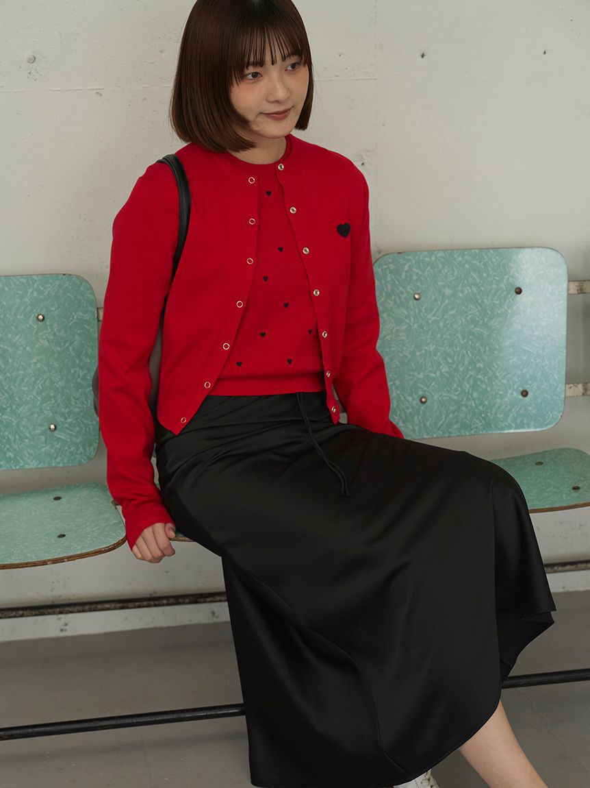 emmi atelier「【HEART】 eco ハートニットカーディガン【アンサンブル可能】」|カーディガン|