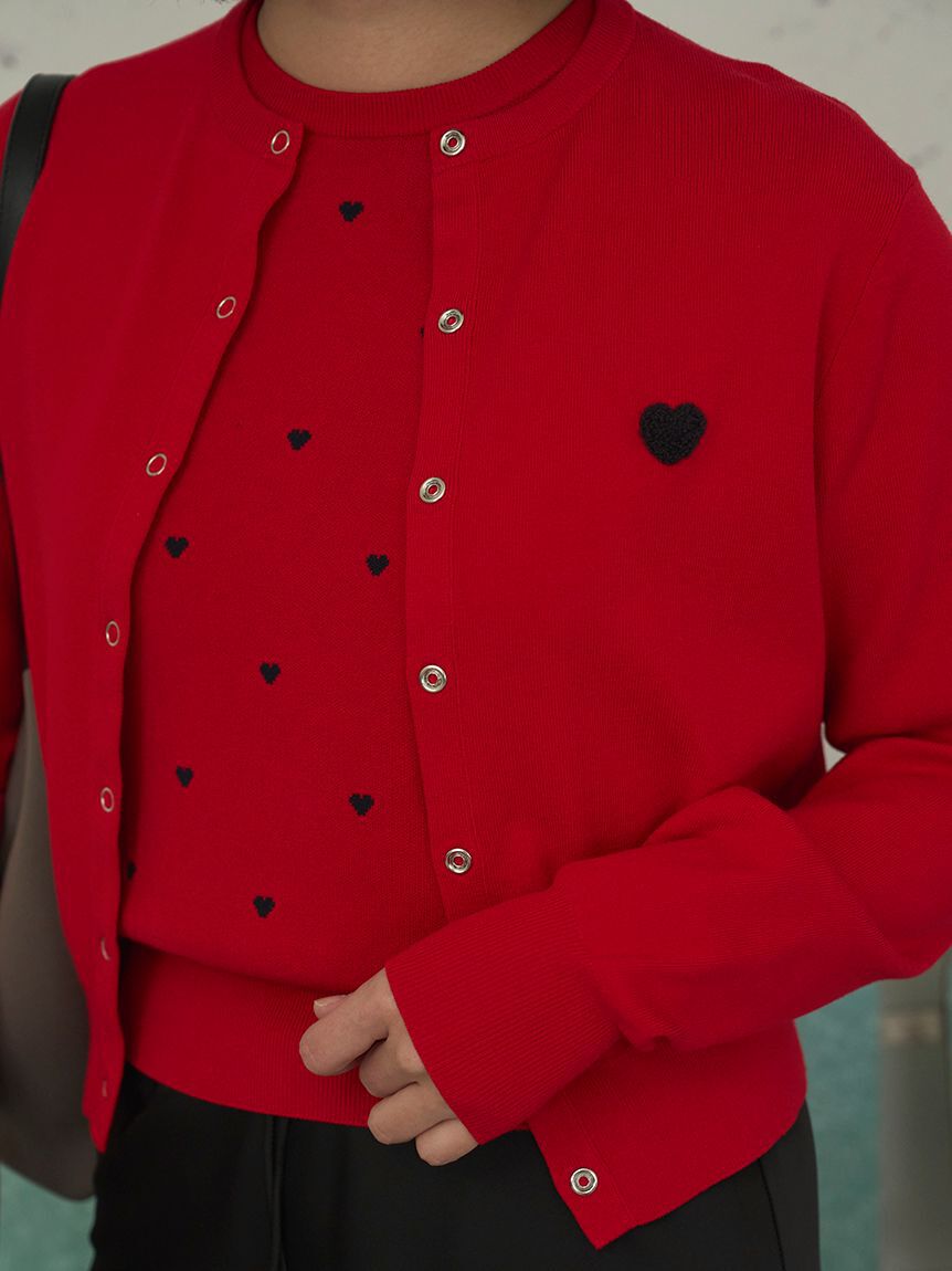 emmi atelier「【HEART】 eco ハートニットカーディガン【アンサンブル可能】」|カーディガン|