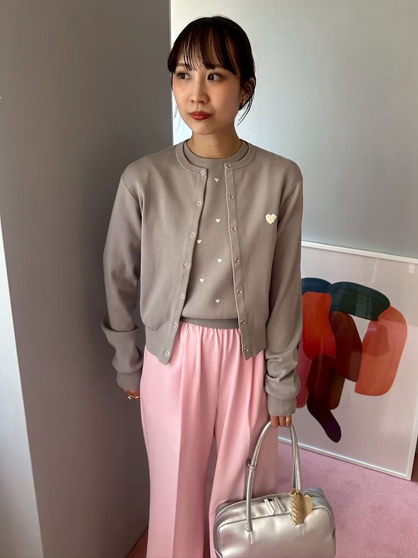 emmi atelier「【HEART】 eco ハートニットカーディガン【アンサンブル可能】」|カーディガン|