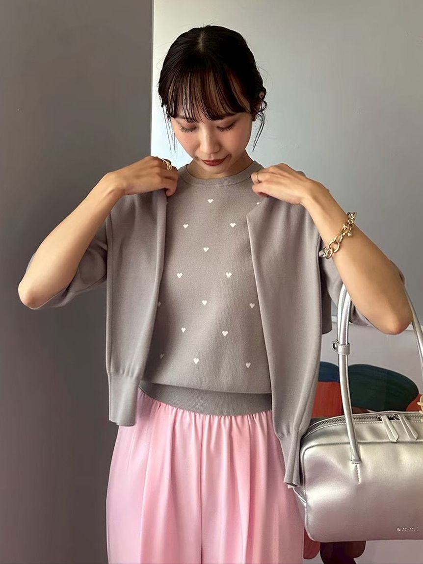 emmi atelier「【HEART】 eco ハートニットカーディガン【アンサンブル可能】」|カーディガン|
