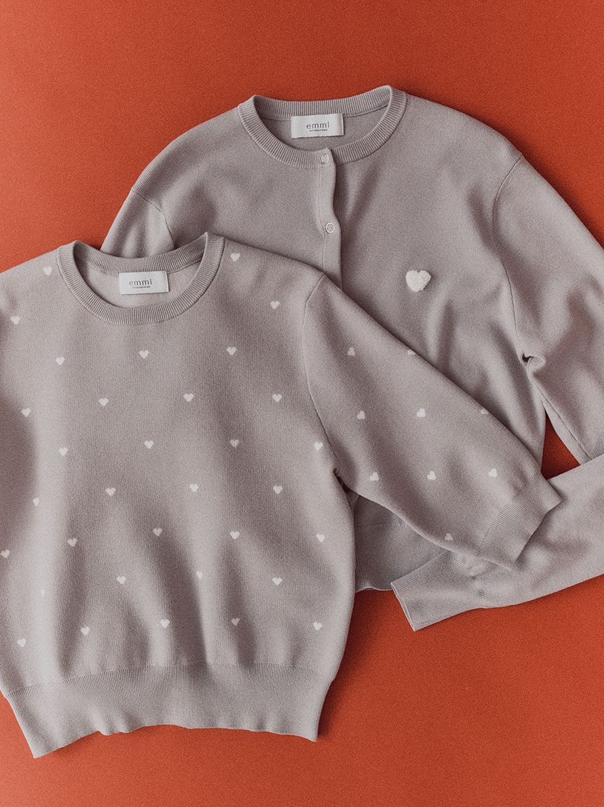 emmi atelier「【HEART】 eco ハートニットカーディガン【アンサンブル可能】」|カーディガン|