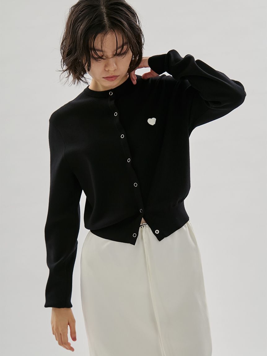 emmi atelier「【HEART】 eco ハートニットカーディガン【アンサンブル可能】」|カーディガン|