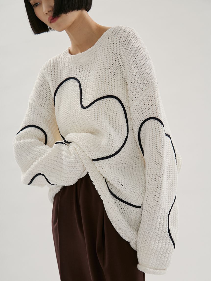 emmi atelier「【HEART】 【ONLINE限定カラーあり】ハートエンブロイダリーニット」|ニット・セーター|