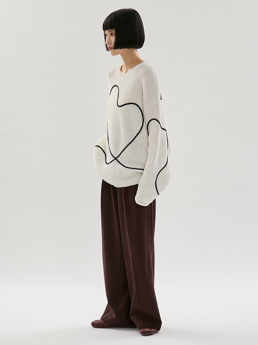 emmi atelier「【HEART】 【ONLINE限定カラーあり】ハートエンブロイダリーニット」|ニット・セーター|
