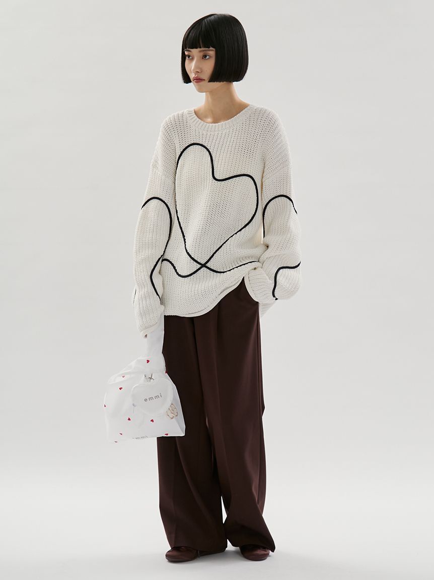 emmi atelier「【HEART】 【ONLINE限定カラーあり】ハートエンブロイダリーニット」|ニット・セーター|