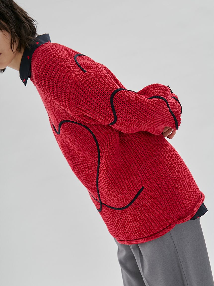 emmi atelier「【HEART】 【ONLINE限定カラーあり】ハートエンブロイダリーニット」|ニット・セーター|