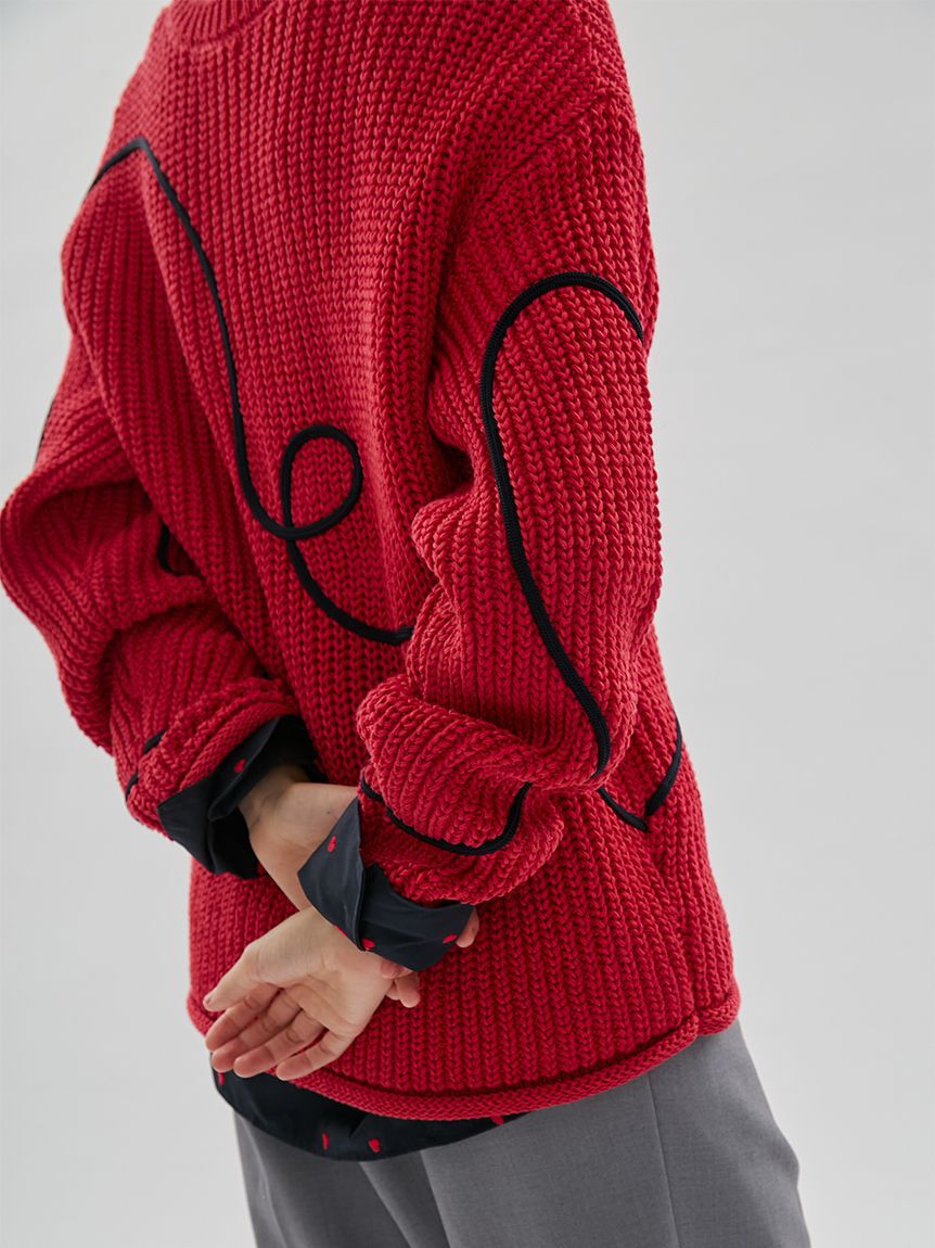 emmi atelier「【HEART】 【ONLINE限定カラーあり】ハートエンブロイダリーニット」|ニット・セーター|