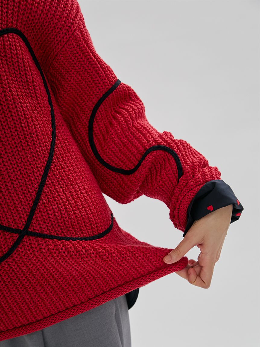 emmi atelier「【HEART】 【ONLINE限定カラーあり】ハートエンブロイダリーニット」|ニット・セーター|