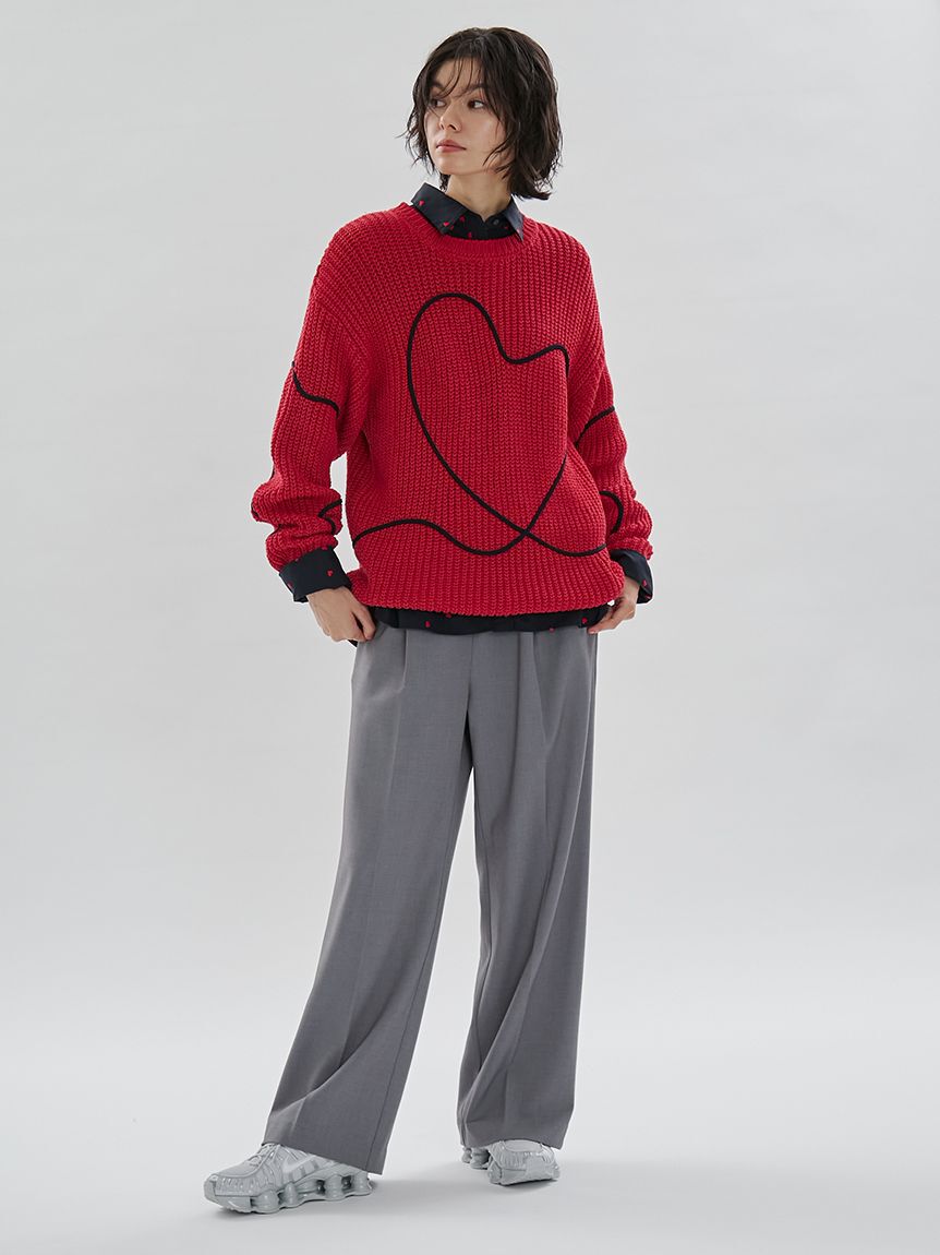 emmi atelier「【HEART】 【ONLINE限定カラーあり】ハートエンブロイダリーニット」|ニット・セーター|