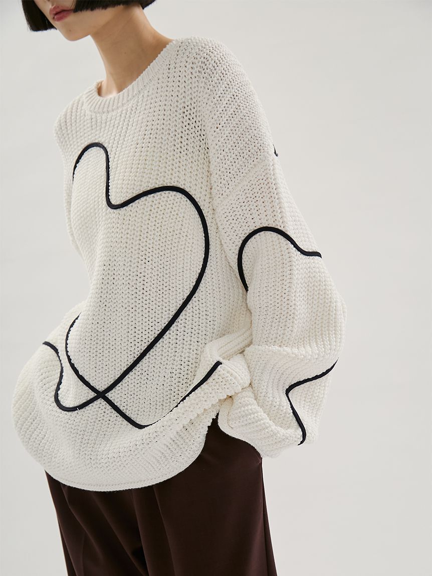 emmi atelier「【HEART】 【ONLINE限定カラーあり】ハートエンブロイダリーニット」|ニット・セーター|