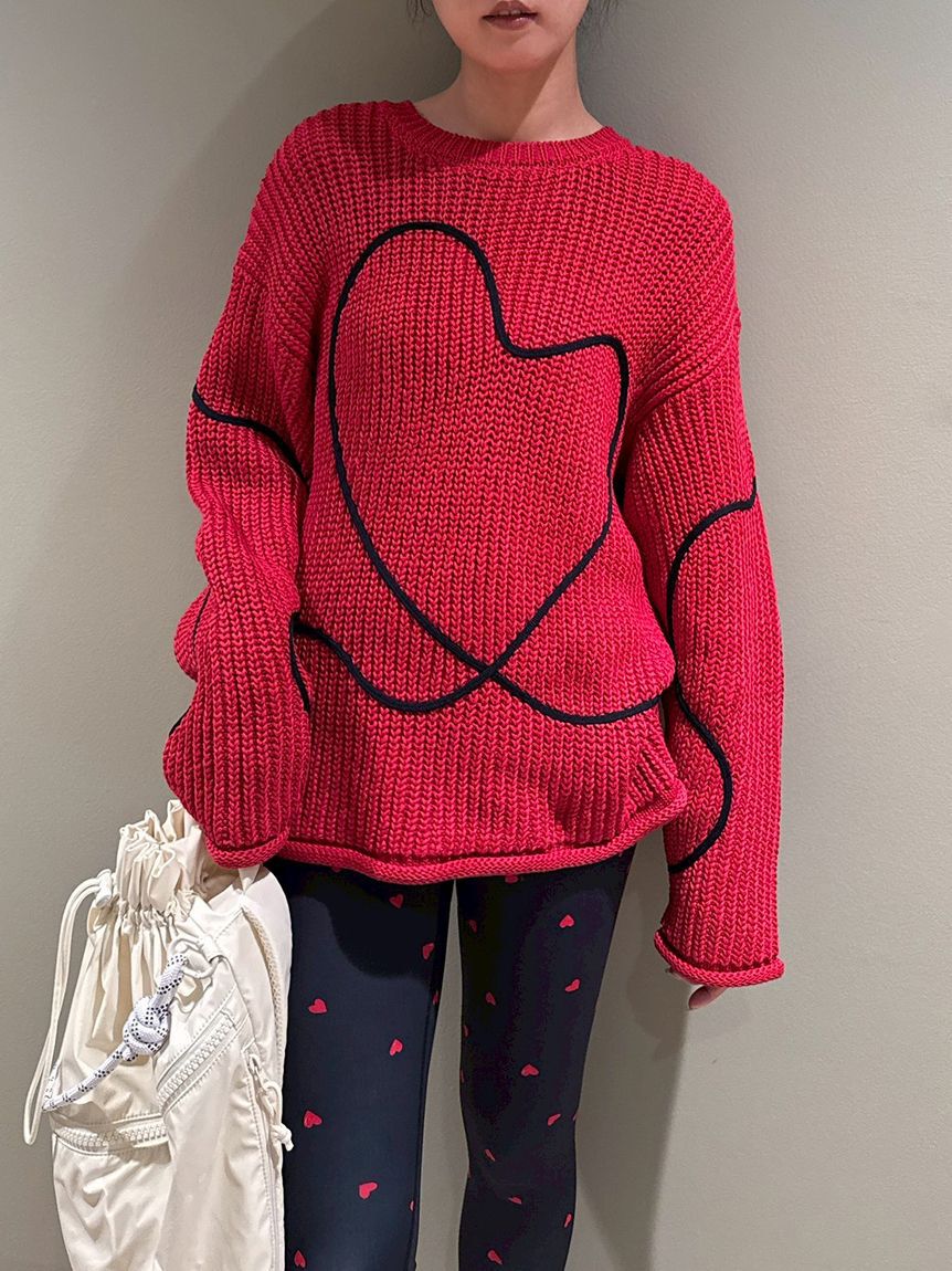 emmi atelier「【HEART】 【ONLINE限定カラーあり】ハートエンブロイダリーニット」|ニット・セーター|