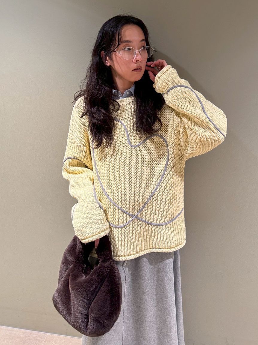 emmi atelier「【HEART】 【ONLINE限定カラーあり】ハートエンブロイダリーニット」|ニット・セーター|