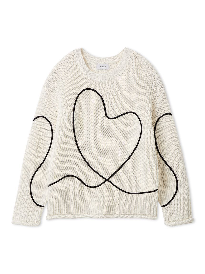 emmi atelier「【HEART】 【ONLINE限定カラーあり】ハートエンブロイダリーニット」|ニット・セーター|