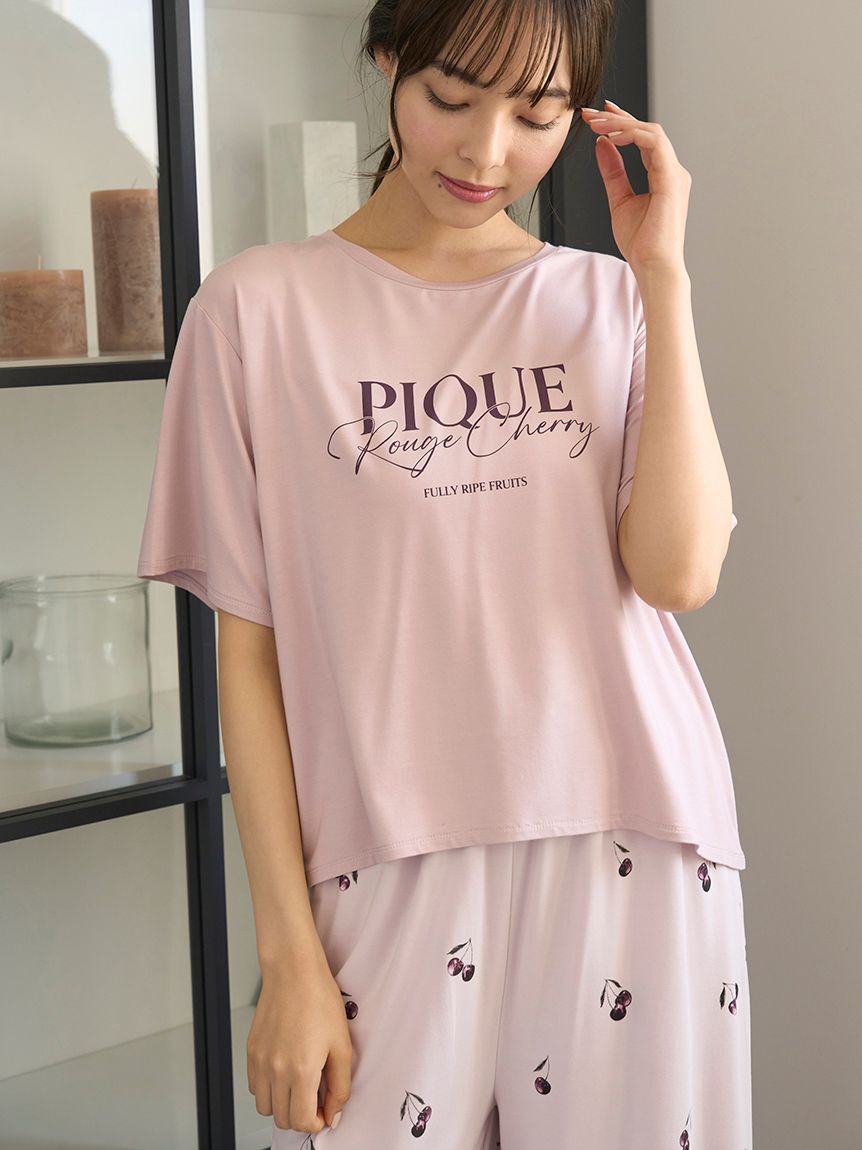 gelato pique「【接触冷感】ルージュチェリーレーヨンロゴTシャツ」|ルームウェア|PNK