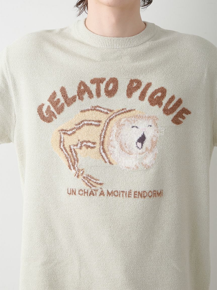 GELATO PIQUE HOMME「【ONLINE限定】【HOMME】sleeping cat ジャガードプルオーバー＆ハーフパンツセット」|ルームウェア|