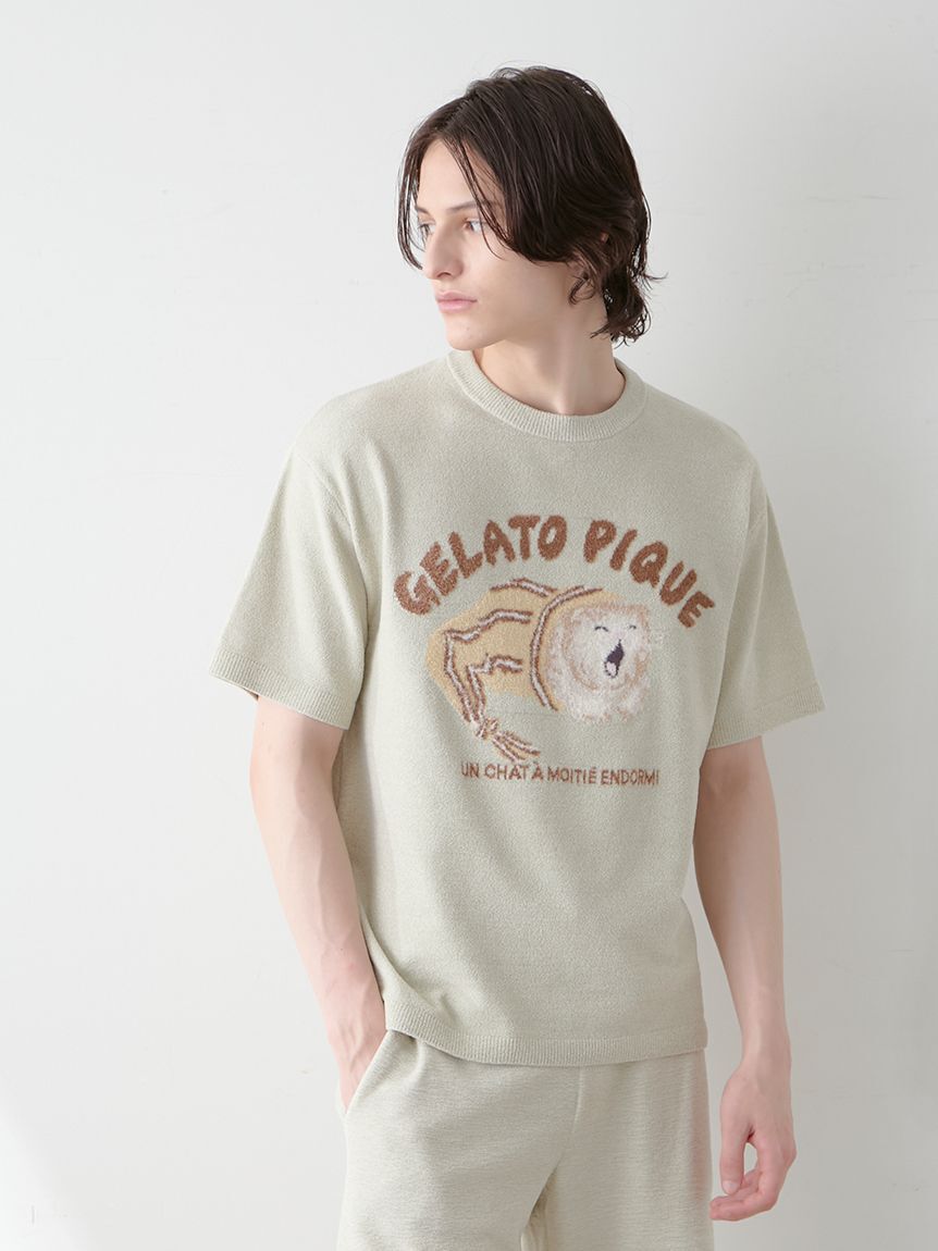 GELATO PIQUE HOMME「【ONLINE限定】【HOMME】sleeping cat ジャガードプルオーバー＆ハーフパンツセット」|ルームウェア|