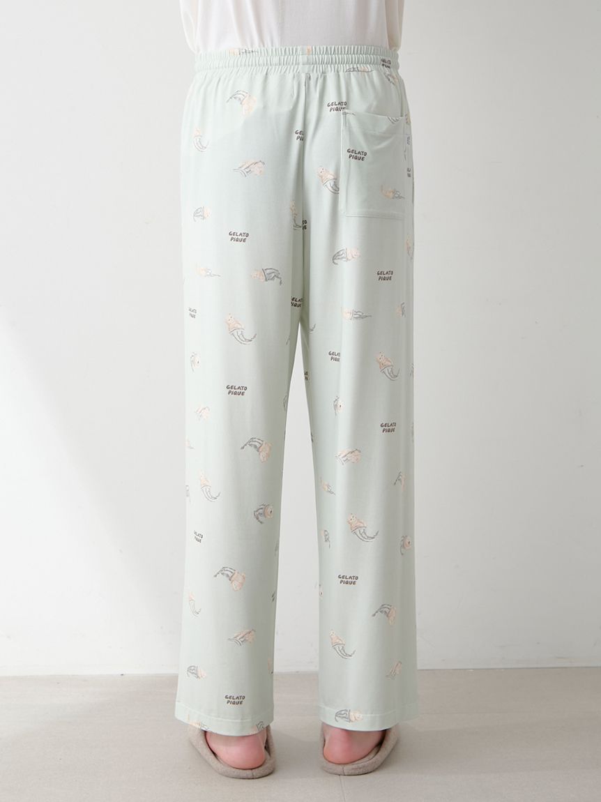 GELATO PIQUE HOMME「【ONLINE限定】【HOMME】sleeping cat ワンポイントTシャツ＆総柄ロングパンツセット」|ルームウェア|