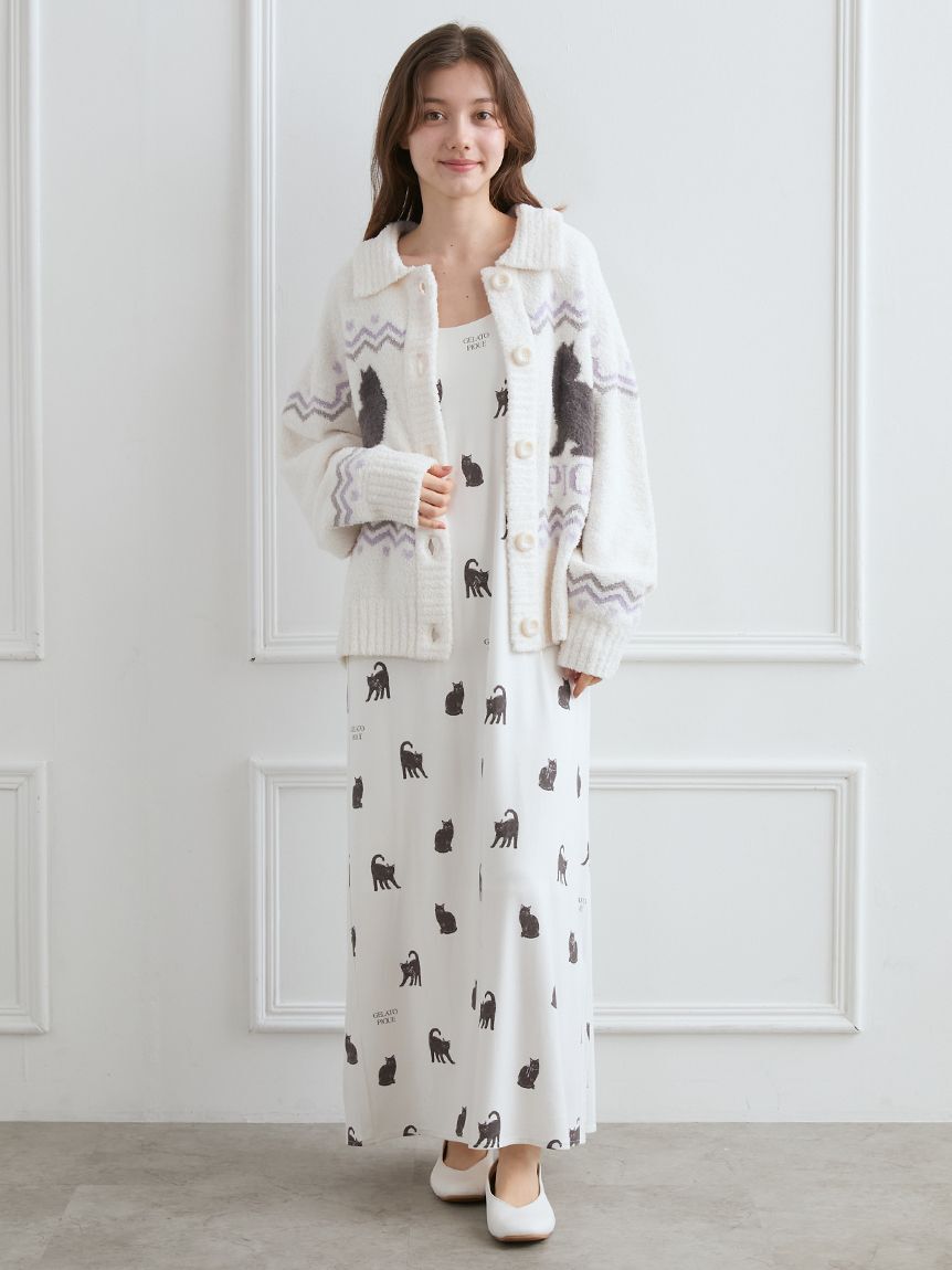 gelato pique「CAT総柄キャミワンピース」|ルームウェア|