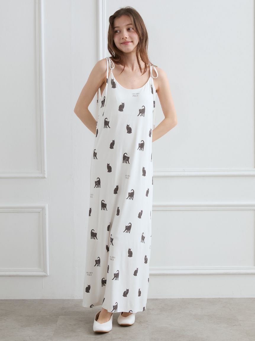 gelato pique「CAT総柄キャミワンピース」|ルームウェア|