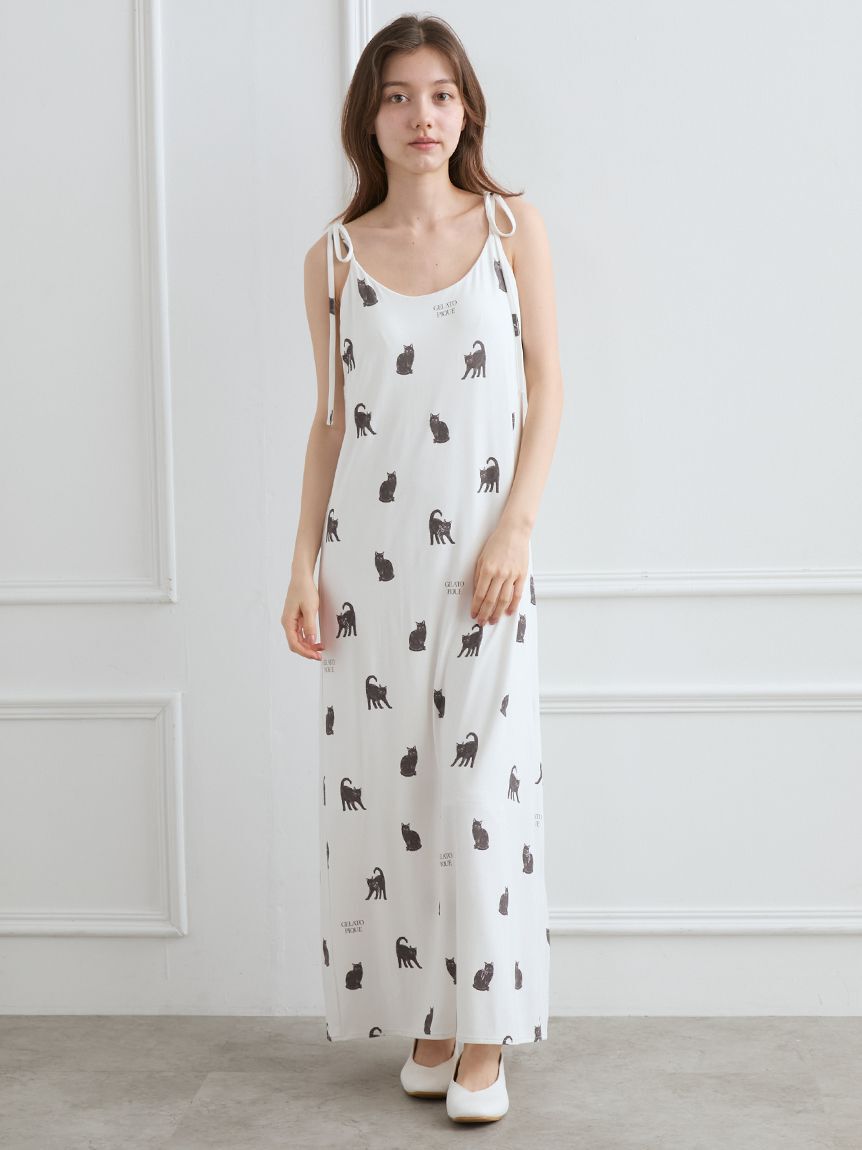 gelato pique「CAT総柄キャミワンピース」|ルームウェア|