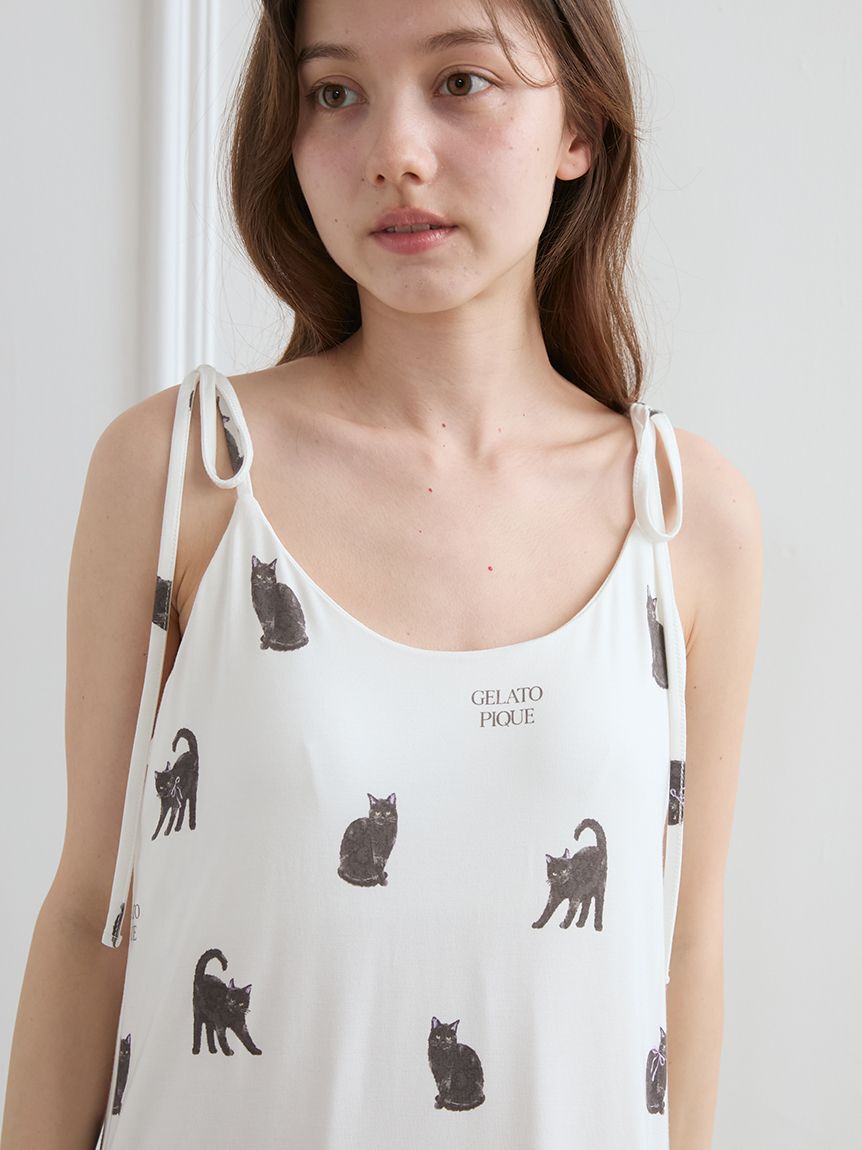 gelato pique「CAT総柄キャミワンピース」|ルームウェア|