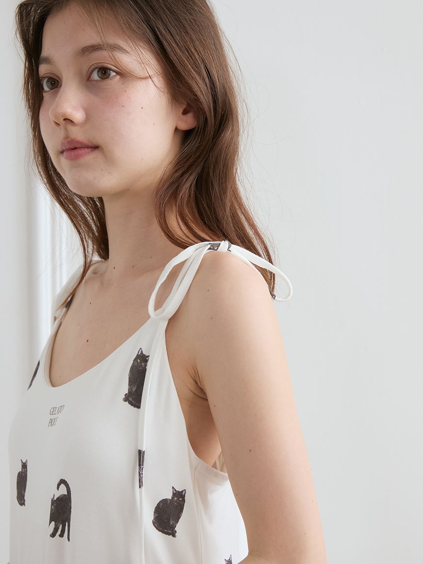 gelato pique「CAT総柄キャミワンピース」|ルームウェア|