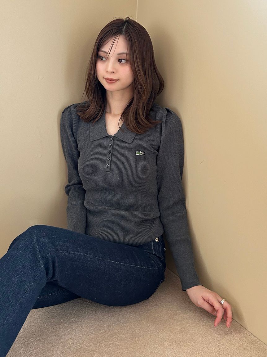 SNIDEL「LACOSTE/ポロリブニット」|ニット・セーター|