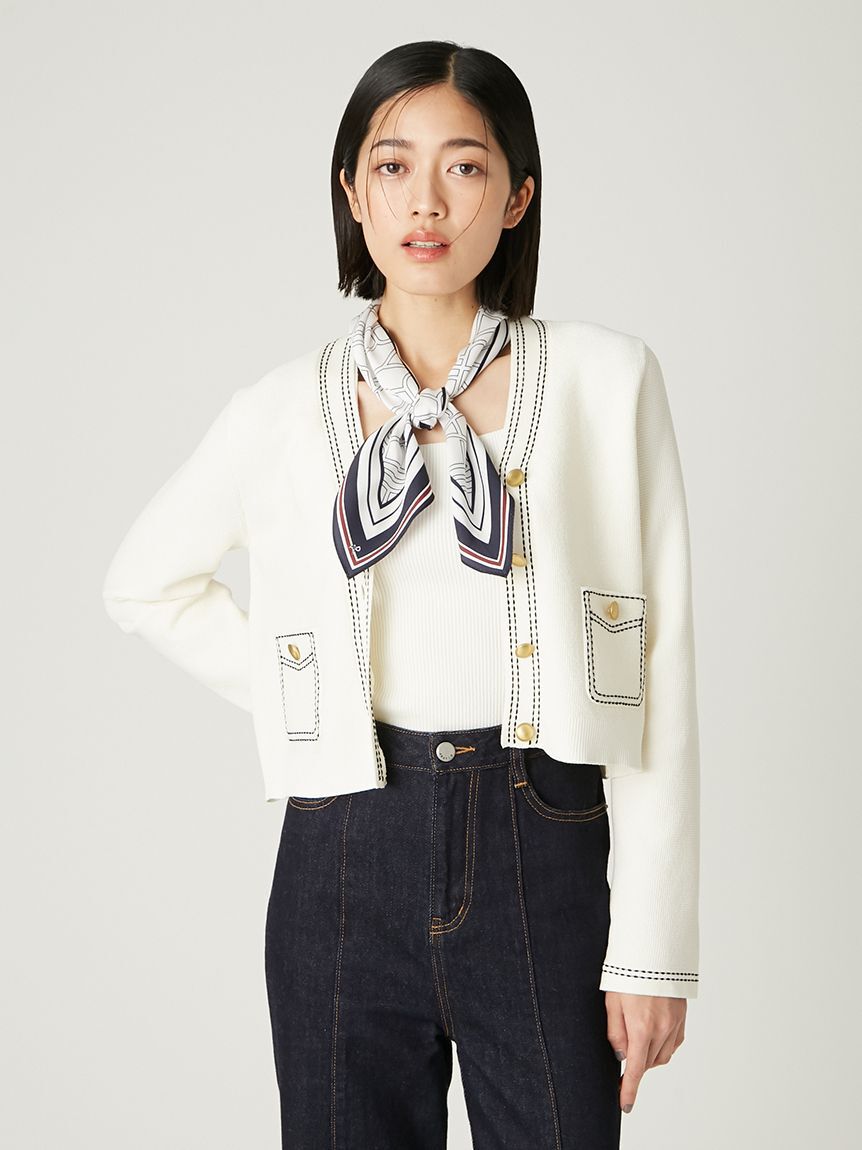 FRAY I.D「スカーフコンビリブニットプルオーバー」|ニット・セーター|