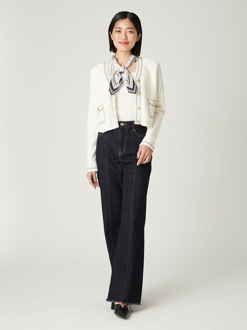 FRAY I.D「スカーフコンビリブニットプルオーバー」|ニット・セーター|