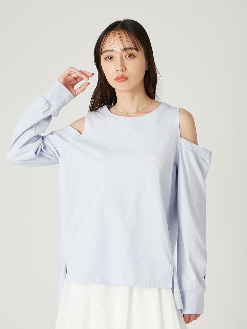 FRAY I.D「【FRAY I.D｜Champion】オフショルロングTシャツ」|Tシャツ・カットソー|