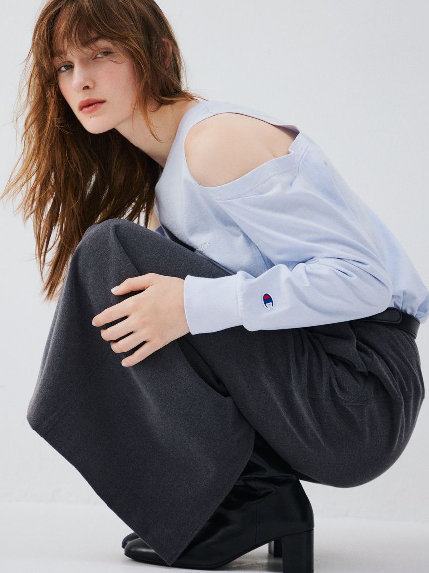 FRAY I.D「【FRAY I.D｜Champion】オフショルロングTシャツ」|Tシャツ・カットソー|