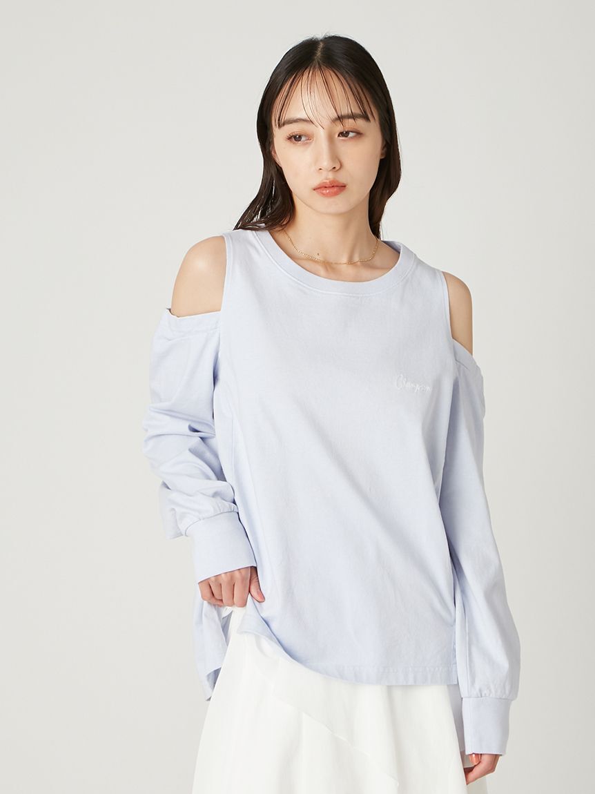 FRAY I.D「【FRAY I.D｜Champion】オフショルロングTシャツ」|Tシャツ・カットソー|