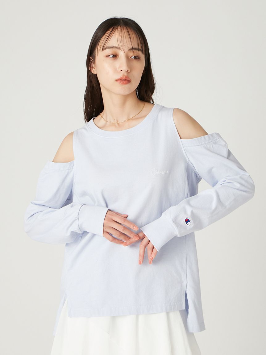 FRAY I.D「【FRAY I.D｜Champion】オフショルロングTシャツ」|Tシャツ・カットソー|