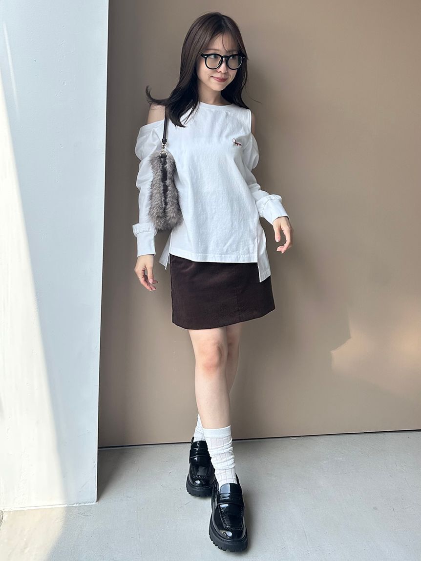 FRAY I.D「【FRAY I.D｜Champion】オフショルロングTシャツ」|Tシャツ・カットソー|