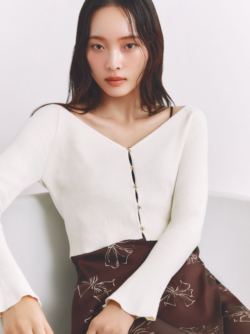 FRAY I.D「クロップドリブニットカーディガン」|カーディガン|