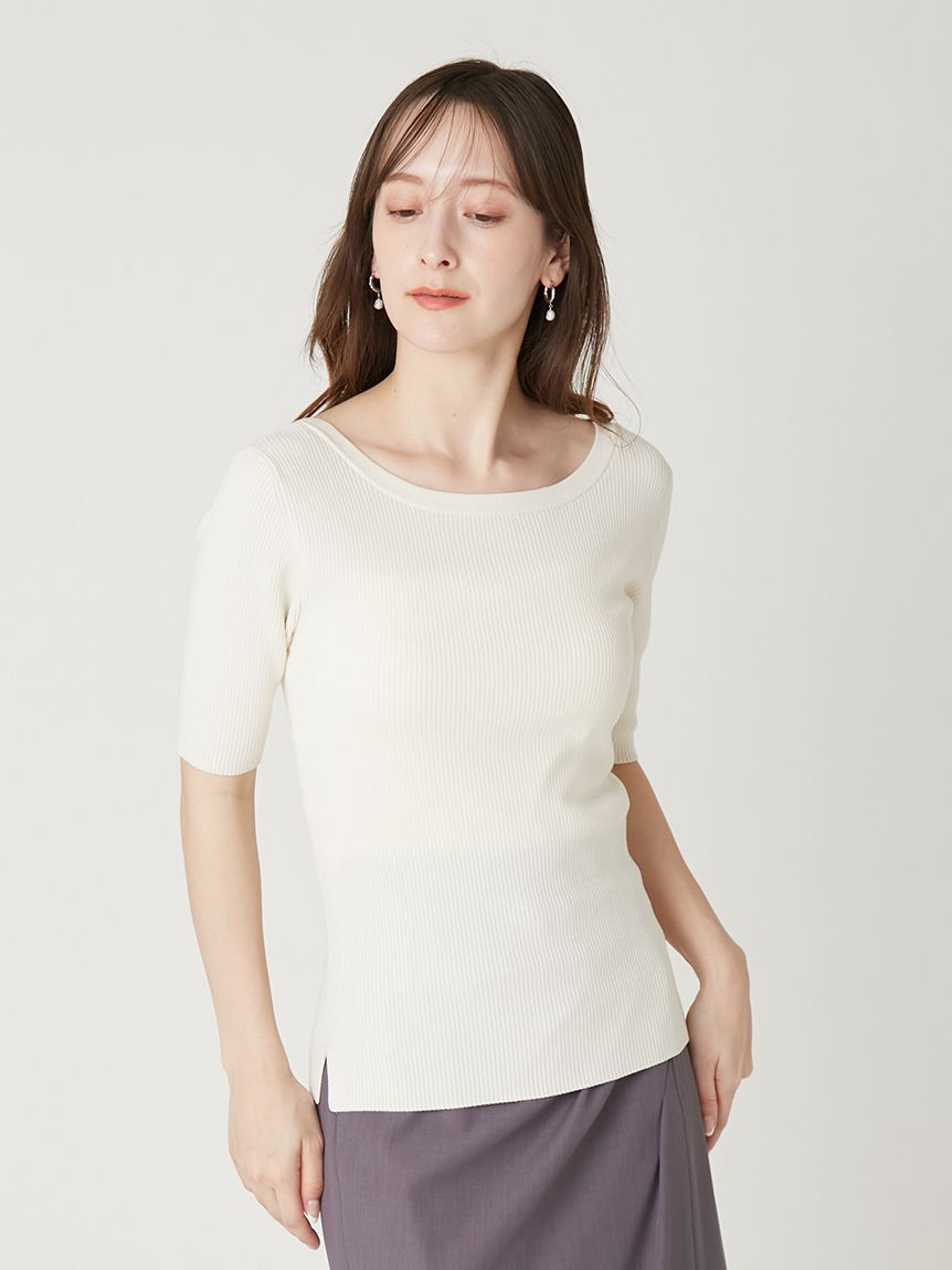 FRAY I.D「シルクブレンド前後2way半袖リブニット／ウォッシャブル」|ニット・セーター|