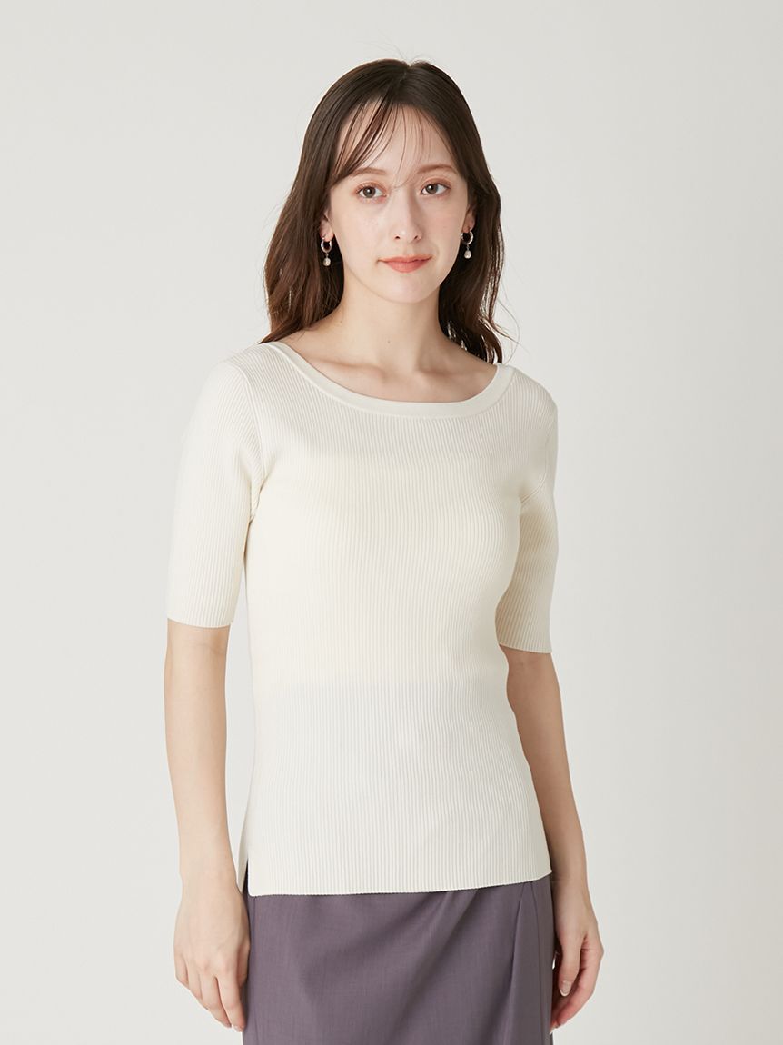 FRAY I.D「シルクブレンド前後2way半袖リブニット／ウォッシャブル」|ニット・セーター|