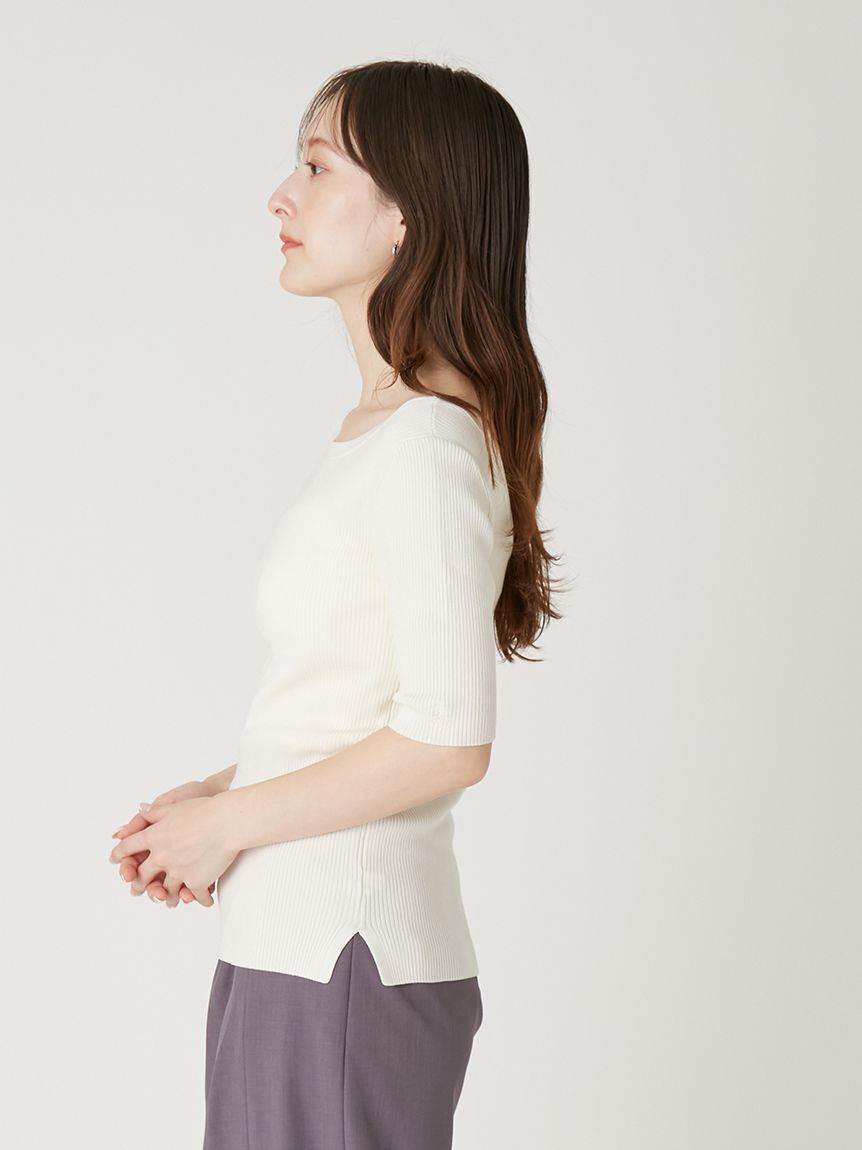 FRAY I.D「シルクブレンド前後2way半袖リブニット／ウォッシャブル」|ニット・セーター|