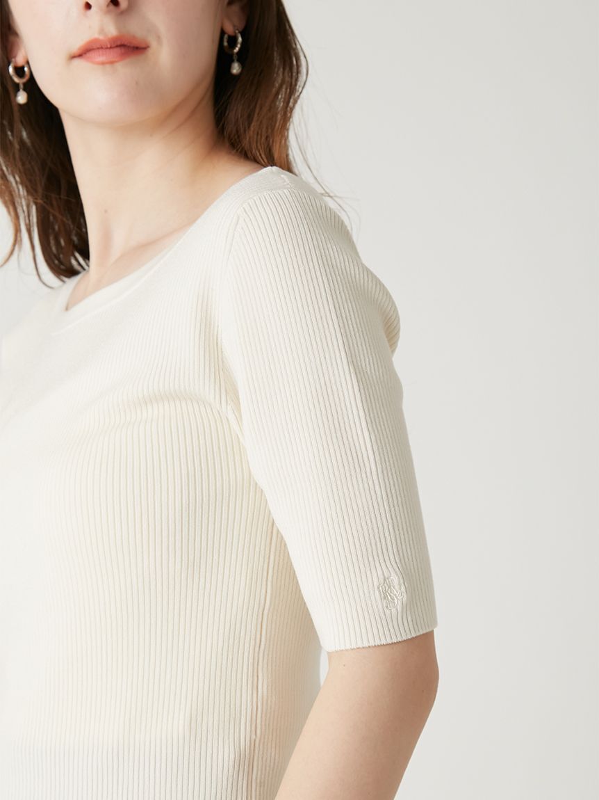 FRAY I.D「シルクブレンド前後2way半袖リブニット／ウォッシャブル」|ニット・セーター|