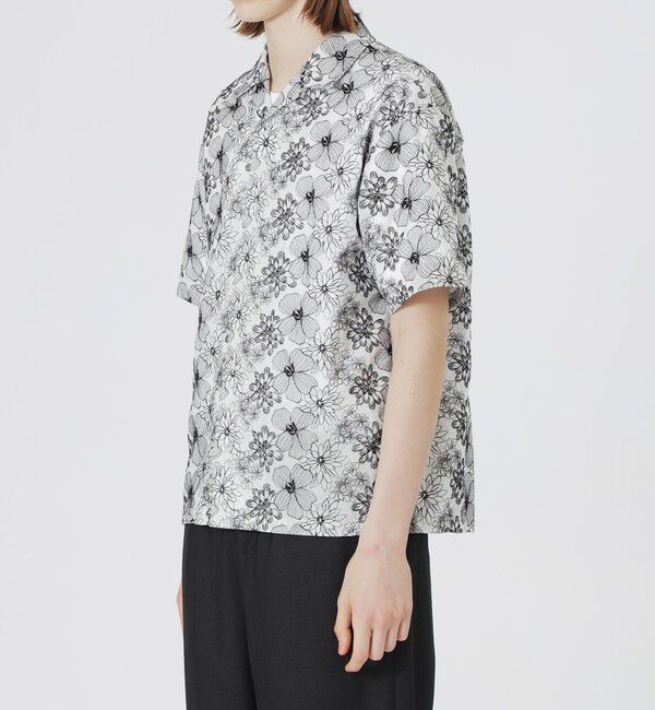  「フラワーエンブロイダリーオープンカラーショートスリーブシャツ」|シャツ・ブラウス|