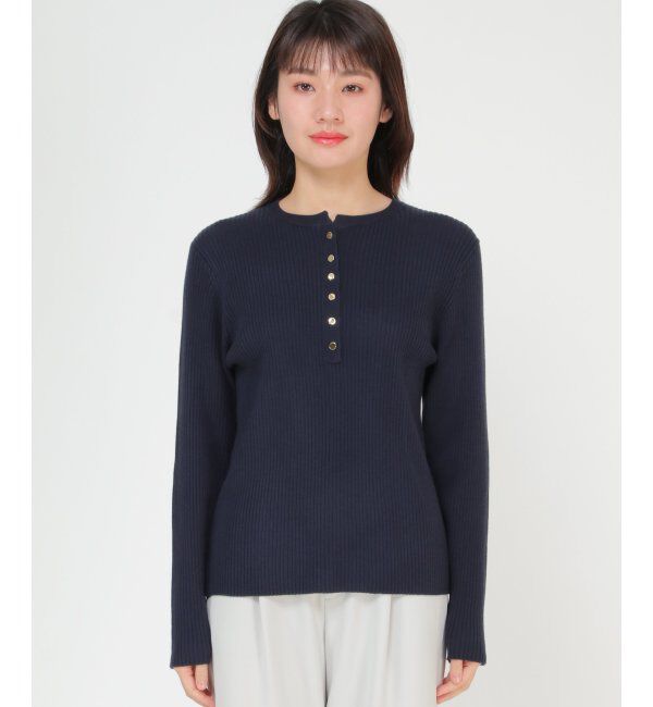 IKKA LOUNGE「ヘンリーネックリブニット」|プルオーバー|