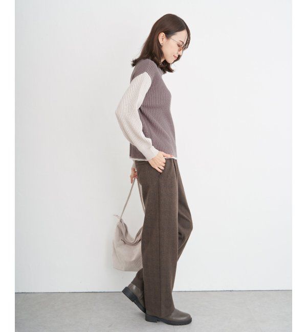 ikka「配色ワイドリブニットプルオーバー」|プルオーバー|