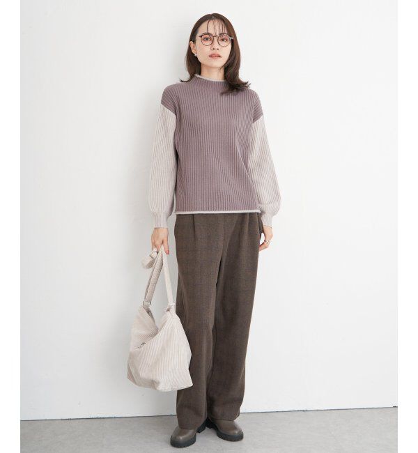 ikka「配色ワイドリブニットプルオーバー」|プルオーバー|