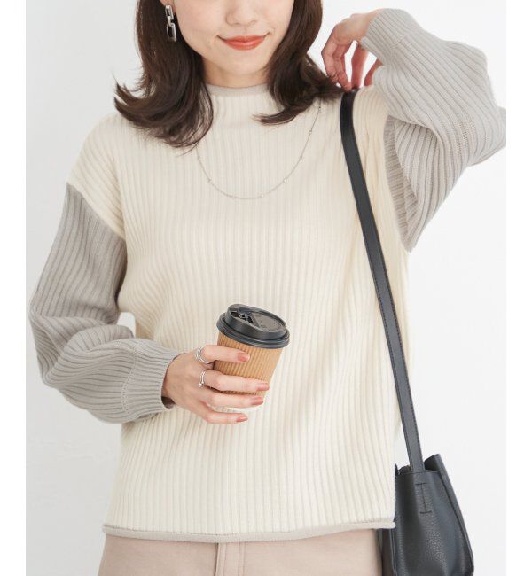 ikka「配色ワイドリブニットプルオーバー」|プルオーバー|