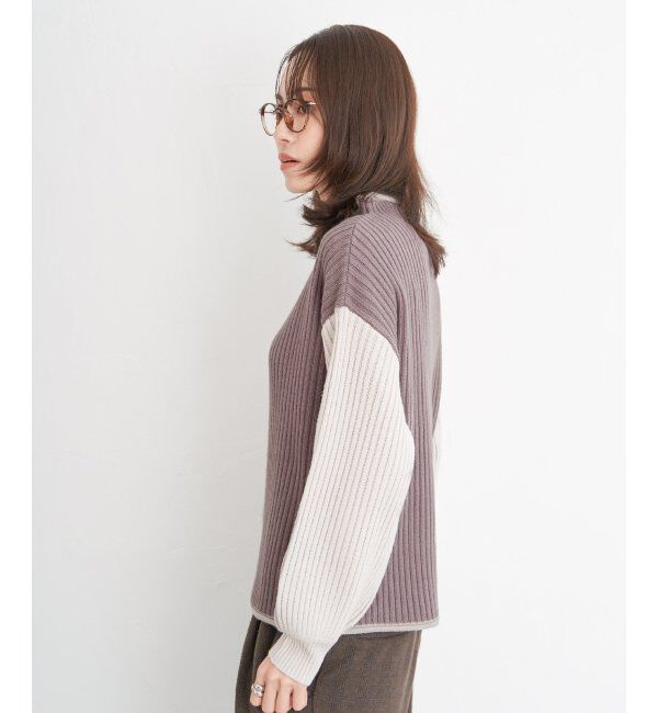 ikka「配色ワイドリブニットプルオーバー」|プルオーバー|