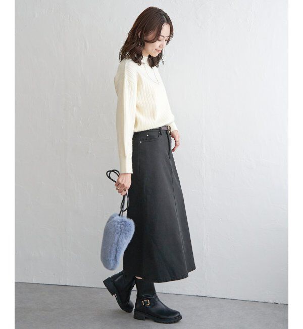 ikka「肩ボタンワイドリブニットプルオーバー」|プルオーバー|