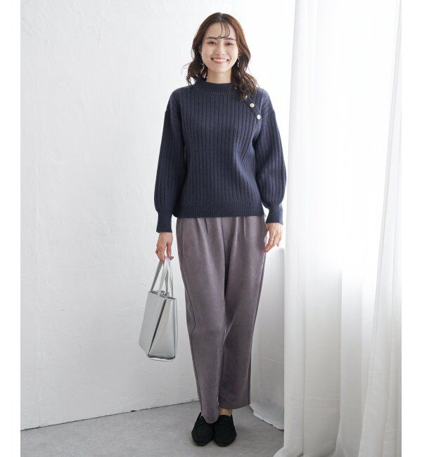 ikka「肩ボタンワイドリブニットプルオーバー」|プルオーバー|