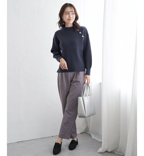 ikka「肩ボタンワイドリブニットプルオーバー」|プルオーバー|